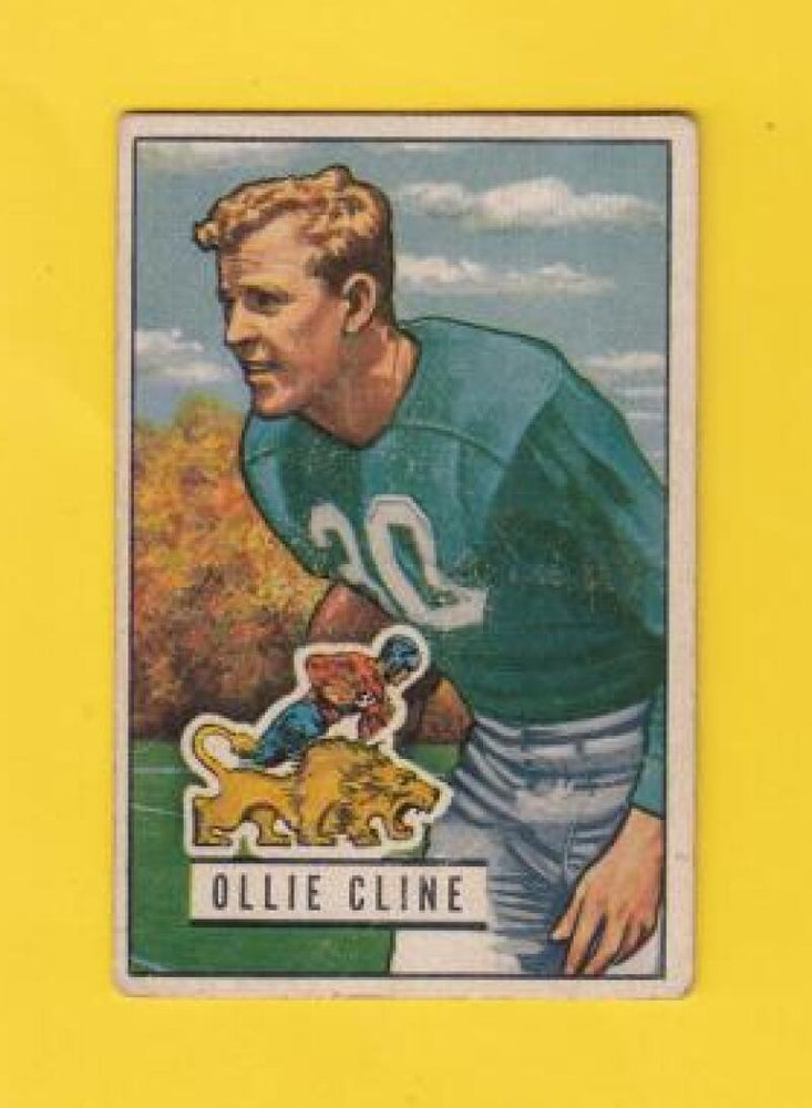 1951 Bowman #134 Ollie Cline Detroit Lions VG Very Good #14538 Image 1