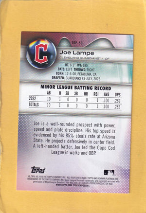 2023 Bowman Platinum Top Prospects Orange #TOP-50 Joe Lampe NM-MT+ 23/25 Cleveland Guardians Image 2