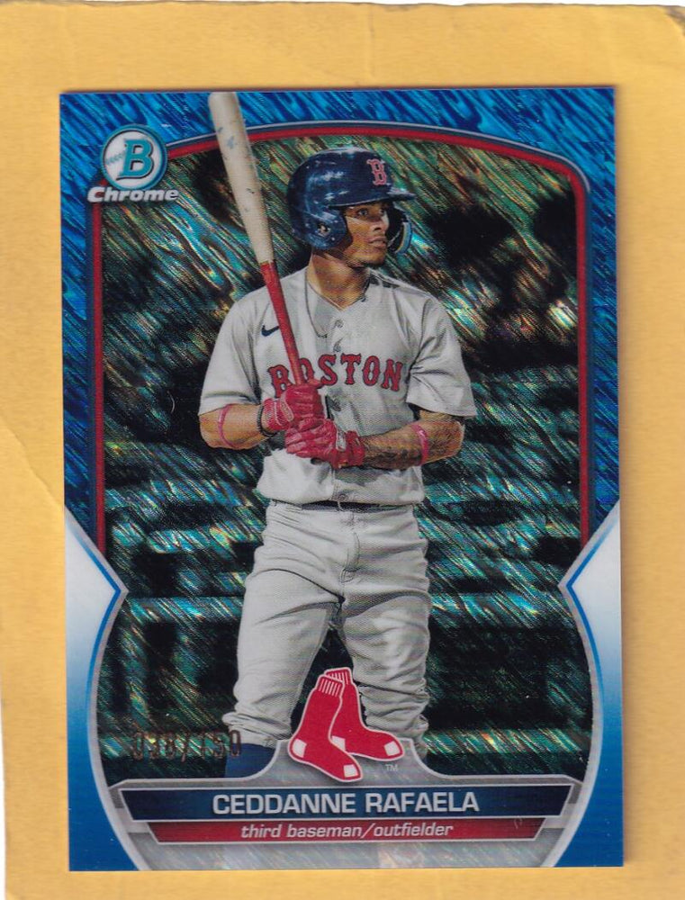 2023 Bowman Chrome Prospects Refractor Blue #BCP-29 Ceddanne Rafaela NM-MT+ 38/150 Boston Red Sox Image 1