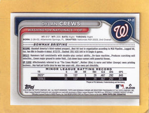 2024 Bowman Chrome Prospects #BCP-23 Dylan Crews NM-MT+ Washington Nationals Image 2