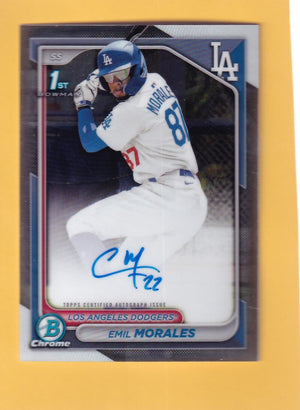 2024 Bowman Chrome Prospect Autographs 1st Bowman #CPA-EM Emil Morales Los Angeles Dodgers NM-MT+ Auto  Image 1