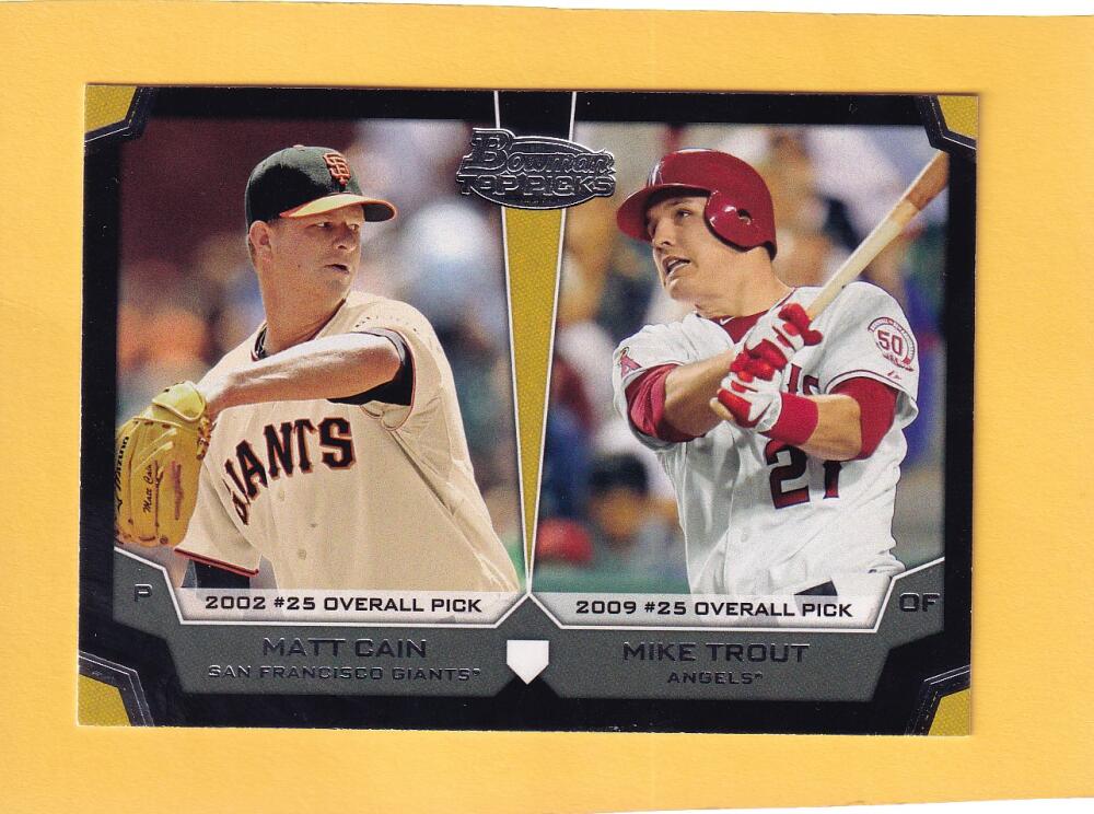 2012 Bowman Draft Dual Top 10 Picks #CT Matt Cain/Mike Trout NM-MT San Francisco Giants/Los Angeles Angels Image 1