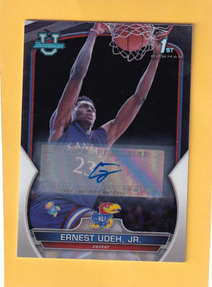 2022-23 Bowman University Chrome Prospect Autograph #62 Ernest Udeh, Jr. 1st Bowman NM-MT+ Auto Kansas Image 1