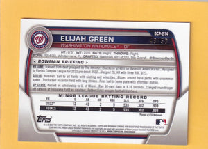 2023 Bowman Chrome Prospects Refractor Gold #BCP-214 Elijah Green NM-MT+ 48/50 Washington Nationals Image 2