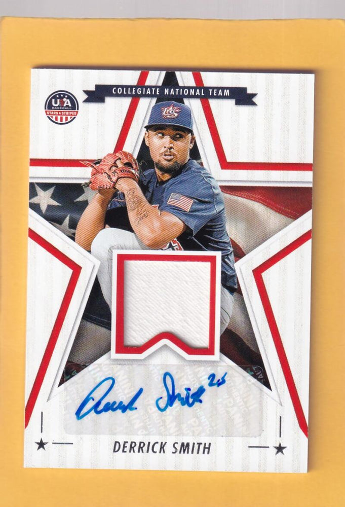 2025 Panini Stars and Stripes Collegiate National Team Signatures Materials PE #33 Derrick Smith NM-MT+ MEM Auto USA Baseball Collegiate National Team Image 1