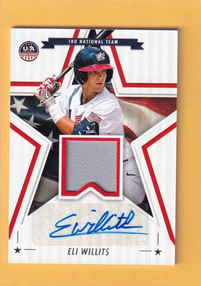 2025 Panini Stars and Stripes 18U National Team Signatures Materials PE #7 Eli Willits NM-MT+ MEM Auto USA Baseball 18U National Team Image 1