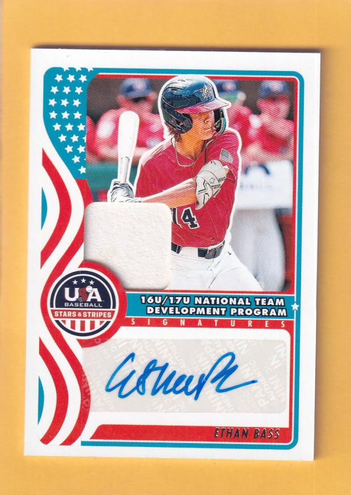 2025 Panini Stars and Stripes 16U/17U National Team Signatures Materials #46 Ethan Bass NM-MT+ MEM Auto USA Baseball 16U/17U National Team Development Image 1