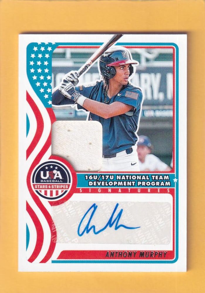 2025 Panini Stars and Stripes 16U/17U National Team Signatures Materials #48 Anthony Murphy NM-MT+ MEM Auto USA Baseball 16U/17U National Team Develop Image 1
