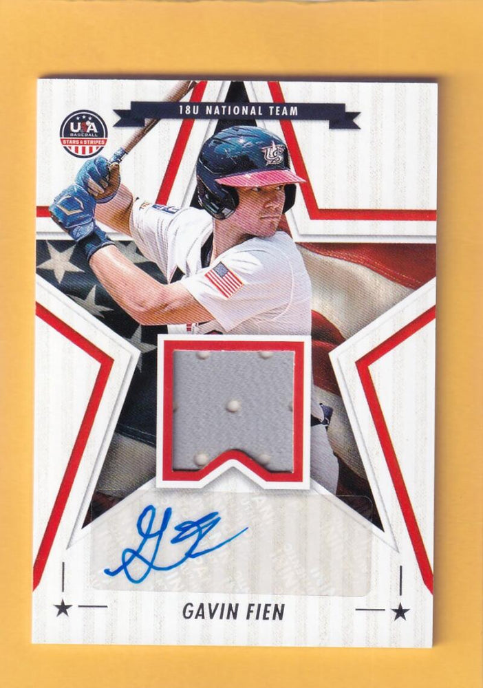2025 Panini Stars and Stripes 18U National Team Signatures Materials PE #20 Gavin Fien NM-MT+ MEM Auto USA Baseball 18U National Team Image 1