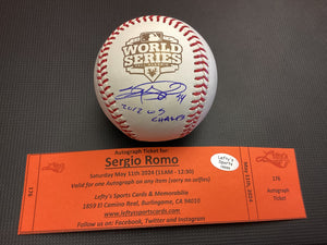 Sergio Romo "2012 WS Champs" San Francisco Giants Autographed 2012 WS Baseball