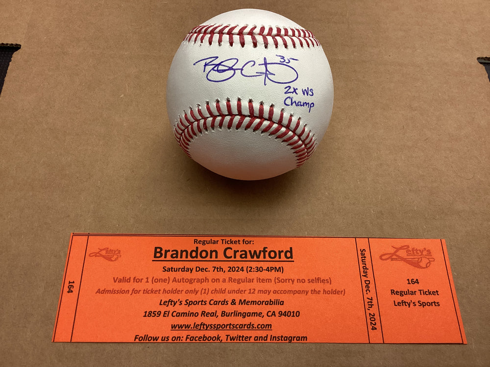 Brandon Crawford San Francisco Giants "2x WS Champ" Autographed Baseball