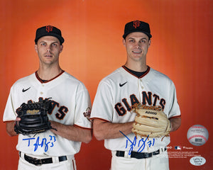 Taylor & Tyler Rogers San Francisco Giants Dual Autographed 8x10 Photo (Horizontal, Posing, White Jersey)