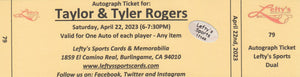 Taylor & Tyler Rogers San Francisco Giants Dual Autographed 8x10 Photo (Horizontal, Posing, White Jersey)