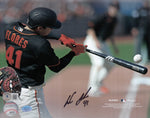 Wilmer Flores San Francisco Giants Autographed 8x10 Photo (Horizontal, Batting, Black Jersey)