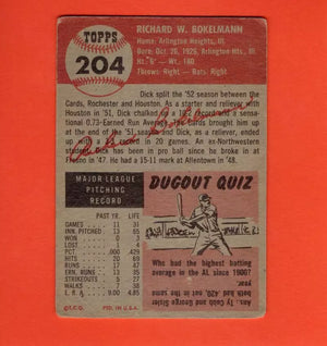 1953 Topps #204 Dick Bokelmann G Good RC Rookie St. Louis Cardinals