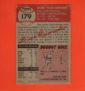 1953 Topps #179 Gene Hermanski G/VG Good/Very Good Chicago Cubs