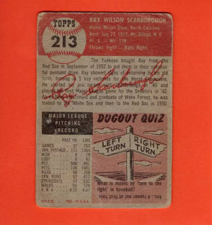 1953 Topps #213 Ray Scarborough P Poor New York Yankees