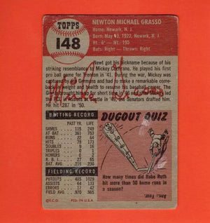 1953 Topps #148 Mickey Grasso G/VG Good/Very Good Washington Senators