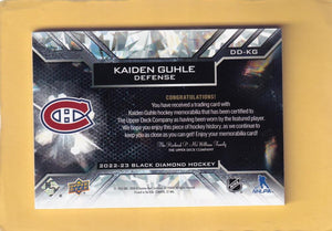 2022-23 Upper Deck Black Diamond Debut Relics #DD-KG Kaiden Guhle NM-MT+ RC Rookie MEM Montreal Canadiens Image 2