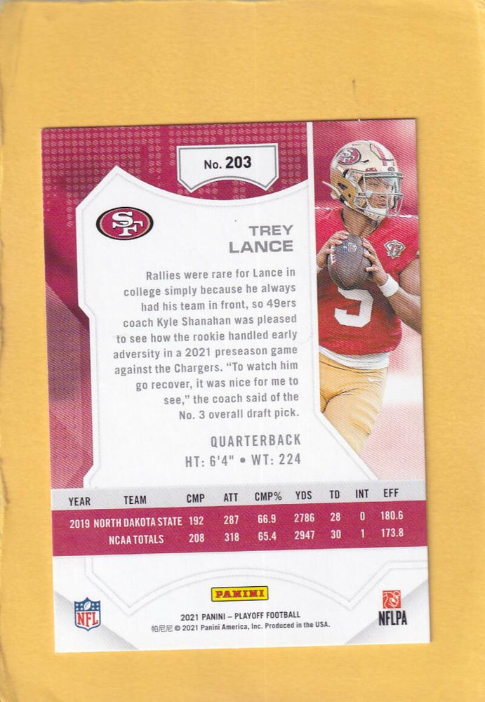 2021 Panini Playoff Kickoff #203 Trey Lance NM-MT+ RC Rookie San Francisco 49ers Image 2