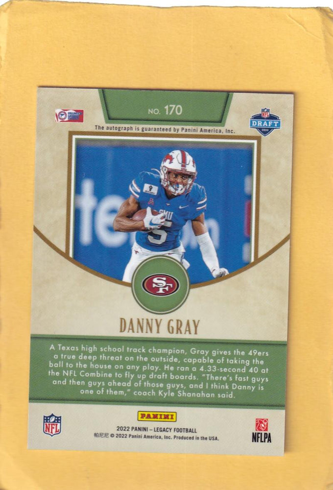 2022 Panini Legacy Premium Penmanship Silver #170 Danny Gray Rookie NM-MT+ Auto San Francisco 49ers Image 2