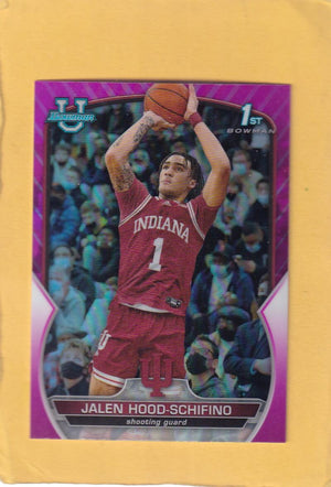 2022-23 Bowman University Chrome Refractor Pink #57 Jalen Hood-Schifino 1st Bowman NM-MT+ Indiana Image 1