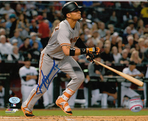 Gorkys Hernandez San Francisco Giants Autographed 8x10 Photo (Horizontal, Running After Swing, Gray Jersey)