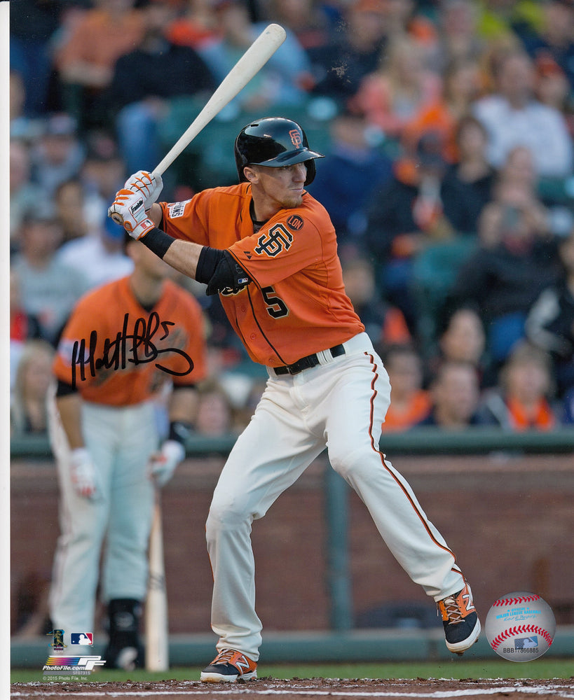 Matt Duffy San Francisco Giants Autographed 8x10 Photo (Vertical, Batting, Orange Jersey)