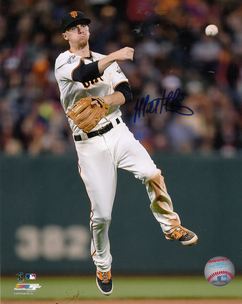 Matt Duffy San Francisco Giants Autographed 8x10 Photo (Vertical, Throwing, White Jersey)