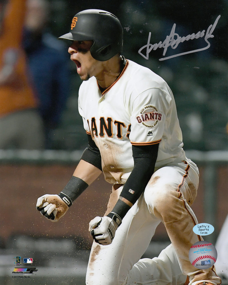 Gorkys Hernandez San Francisco Giants Autographed 8x10 Photo (Vertical, Yelling, White Jersey)