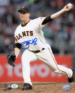 Tony Watson San Francisco Giants Autographed 8x10 Photo (Vertical, Pitching, White Jersey)