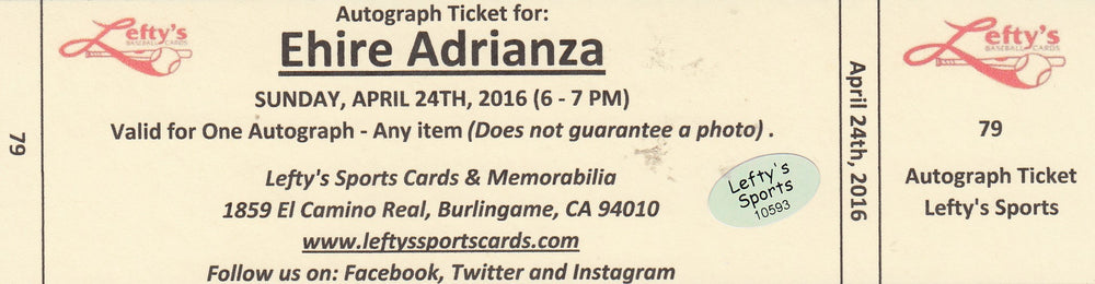 
                
                    Load image into Gallery viewer, Ehire Adrianza San Francisco Giants Autographed 8x10 photo (Vertical, After Swing, White Jersey)
                
            