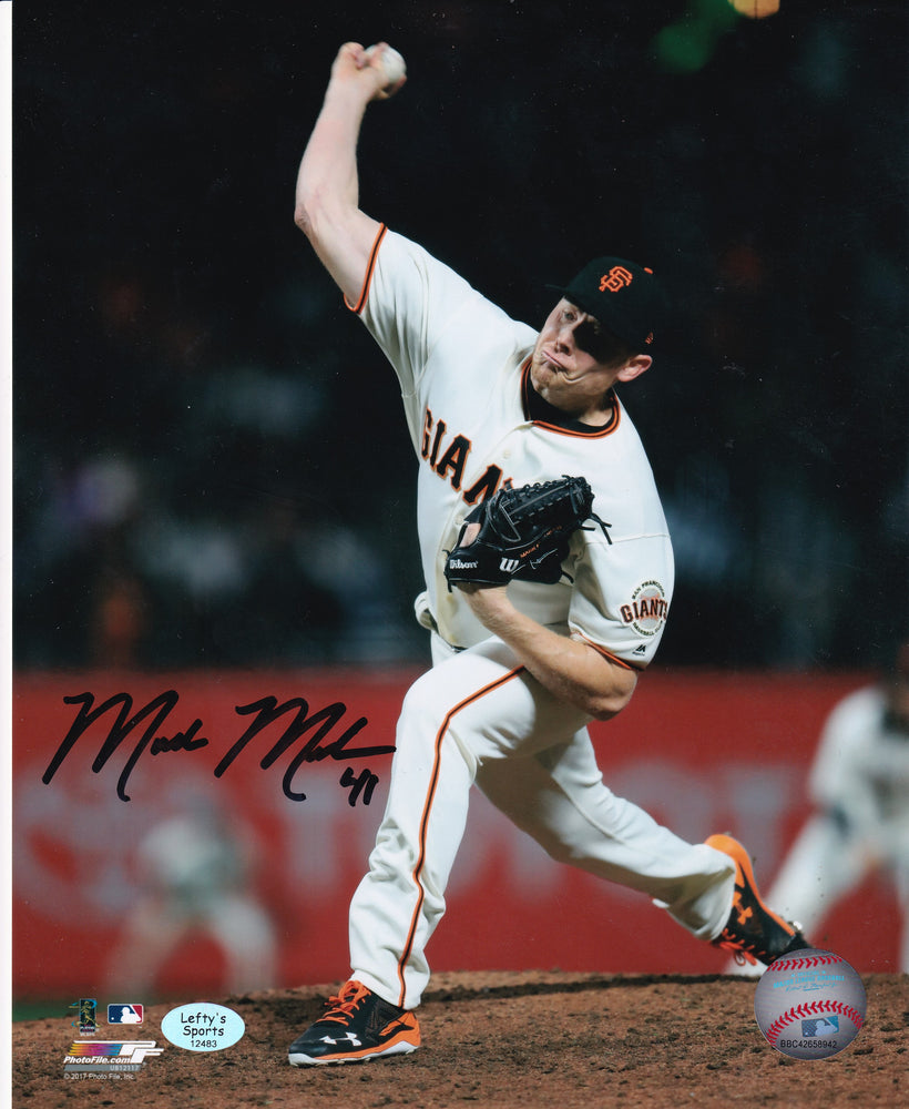 Mark Melancon San Francisco Giants Autographed 8x10 Photo (Vertical, Pitching, White jersey)