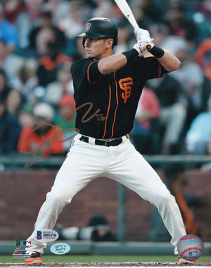 Joe Panik San Francisco Giants Autographed 8x10 Photo (Vertical, Batting, Black Jersey)