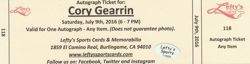 
                
                    Load image into Gallery viewer, Cory Gearrin San Francisco Giants Autographed 8x10 Photo (Vertical, Pitching Facing Back, White Jersey)
                
            