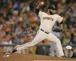 Yusmeiro Petit San Francisco Giants Autographed 8x10 Photo (Horizontal, Pitching, White Jersey)