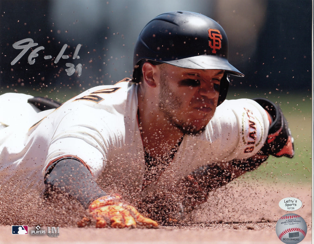 Thairo Estrada San Francisco Giants Autographed 8x10 Photo (Horizontal, Sliding, White Jersey)