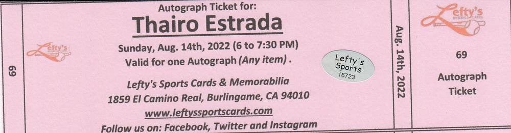 Thairo Estrada San Francisco Giants Autographed 8x10 Photo (Horizontal, Hands Up, Gray Jersey)