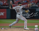 Luis Gonzalez San Francisco Giants Autographed 8x10 Photo (Horizontal, Pitching, Gray Jersey)