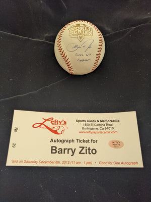 Barry Zito "2012 WS Champs" San Francisco Giants Autographed 2012 World Series Baseball