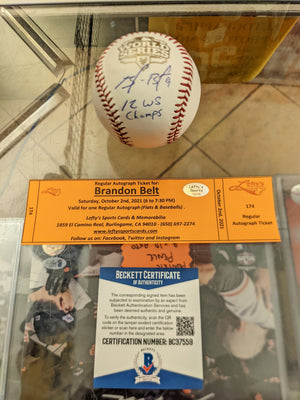 Brandon Belt "12 WS Champs" San Francisco Giants Autographed 2012 World Series Baseball